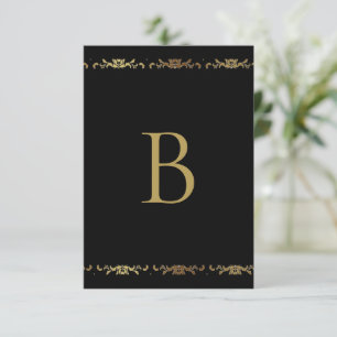Monogramme or Damask Elegant Merci