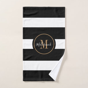 Monogramme Or de luxe moderne noir rayures blanche