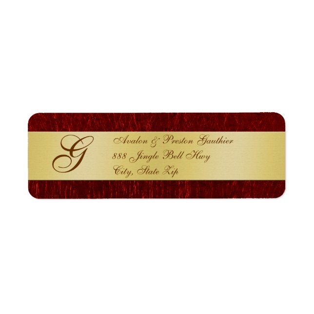 Monogramme or et rouge Nouvel An Étiquettes (Devant)