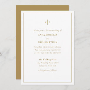 Monogramme Or Familles Mariages Invitations