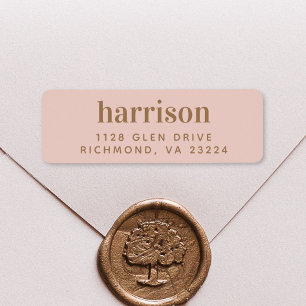 Monogramme Or moderne Blush rose Adresse de retour