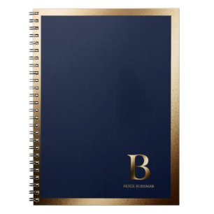 Monogramme or simple   Carnet bleu marine