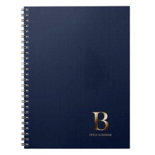 Monogramme or simple   Carnet bleu marine