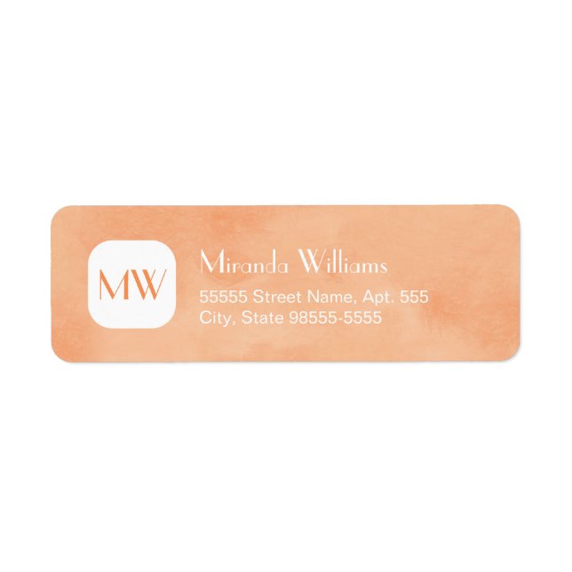 Monogramme orange de Pêche simple et chic avec nom (Devant)