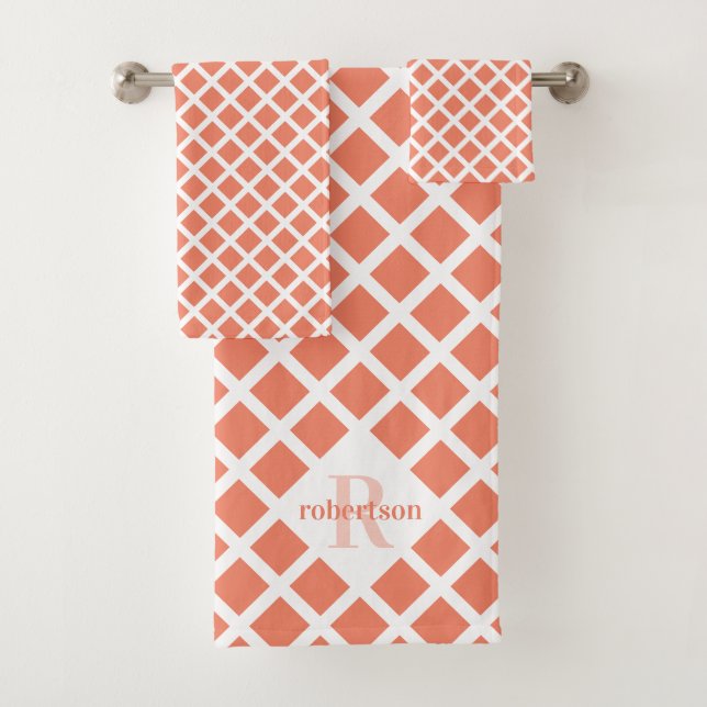 Monogramme orange Motif diamant moderne (En situation)