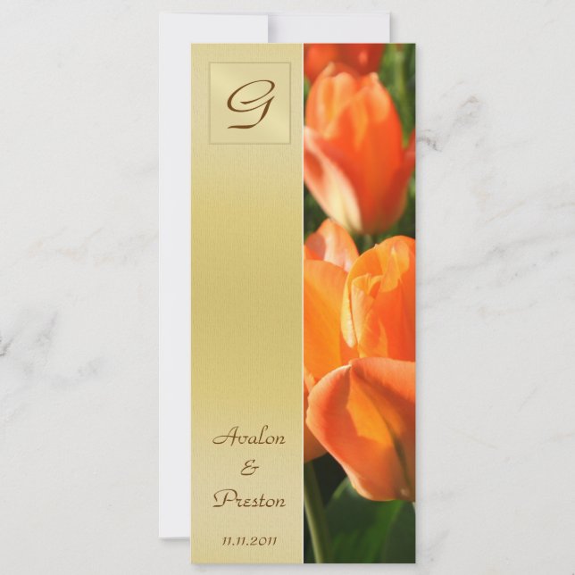 Monogramme Orange Tulip Wedding Program Invitation (Devant)