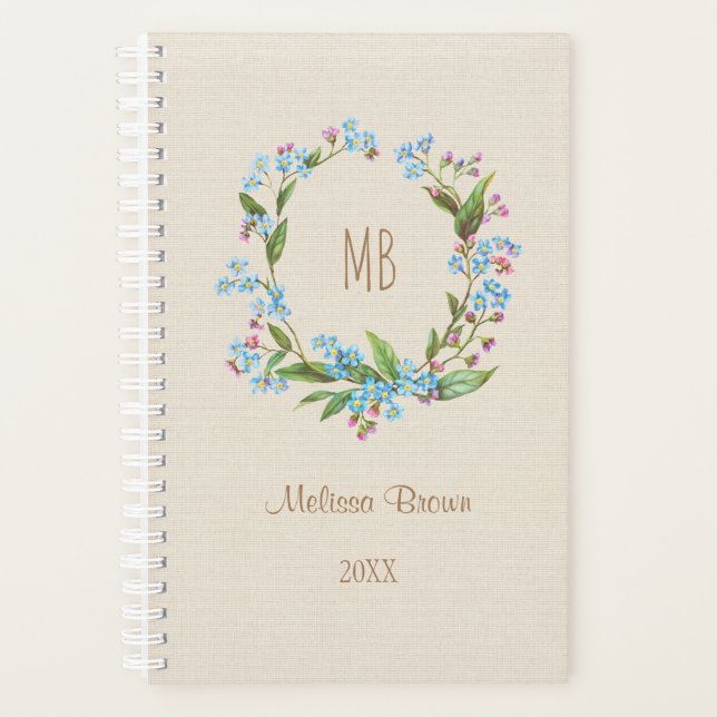 Monogramme Oublier-Me-Pas De Courbe Bleu Beige Rus (Devant)
