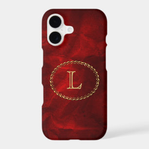 Monogramme ovale or élégant rouge