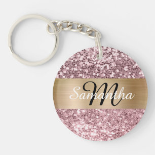 Monogramme pailleté rose pâle et feuille d'or