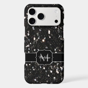 Monogramme paillettes brillantes noir et blanc