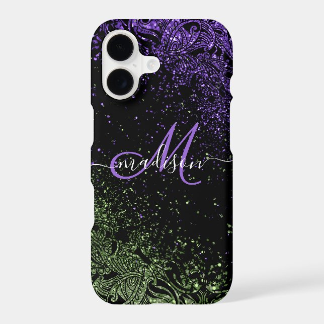 Monogramme Paillettes Violet & Vert (Verso)