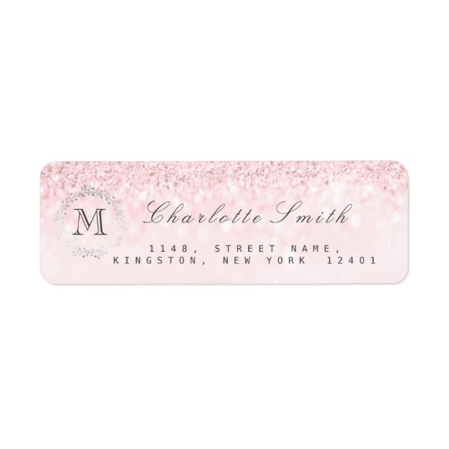 Monogramme Parties scintillant argent bonbon rose  (Devant)