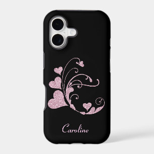 Monogramme parties scintillant rose du coeur