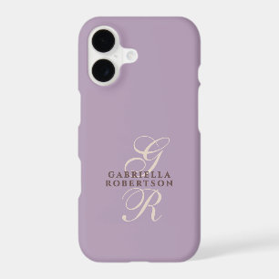 Monogramme Pastel Mauve Beige Marron Chic Minimali