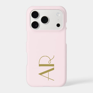 Monogramme Pastel Rose Rétro Or Initiales Minimal