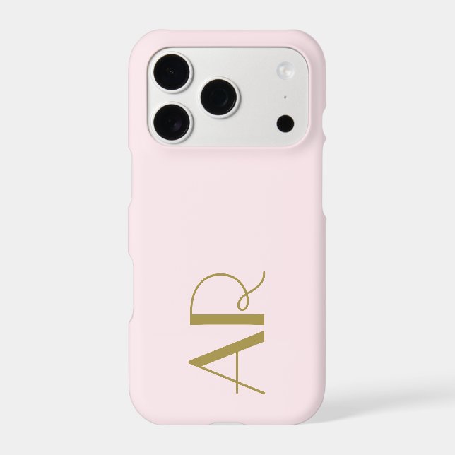 Monogramme Pastel Rose Rétro Or Initiales Minimal (Verso)