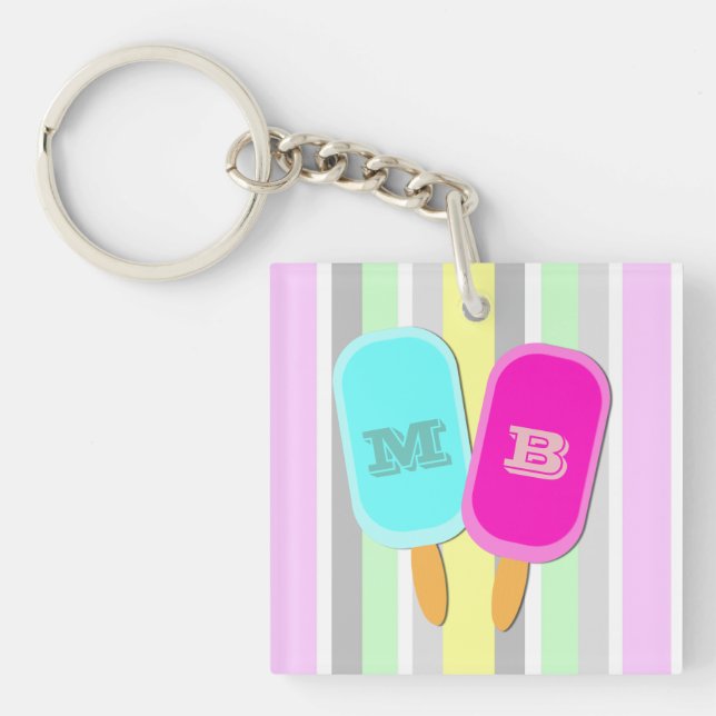 Monogramme Pastel Stripes et Popsicles (Devant)