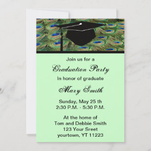 Monogramme Peacock Graduation Party Invitation