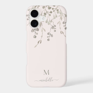 Monogramme personnalisé aquarelle botanique rose