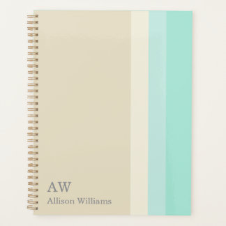 Monogramme personnalisé beige et bleu aqua