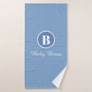 Monogramme Personnalisé Bleu Chevron Bébé Enfants