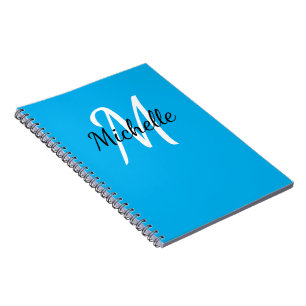 Monogramme personnalisé bleu et blanc Carnet migno