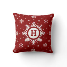 Monogramme personnalisé coussin de flocon de neige