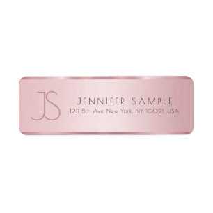 Monogramme personnalisé Elegant Rose Gold Adresse 