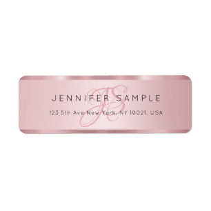 Monogramme personnalisé Elegant Rose Gold Adresse 