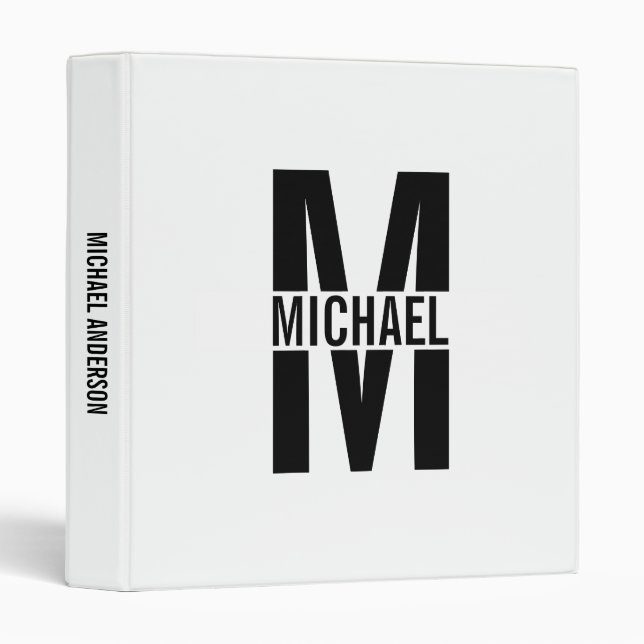 Monogramme personnalisé et Classeur de nom (Devant/Côté)