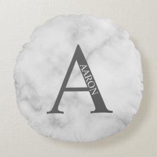 Monogramme personnalisé et nom Coussin rond