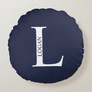 Monogramme personnalisé et nom Coussin rond