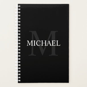 Monogramme personnalisé et nom noir