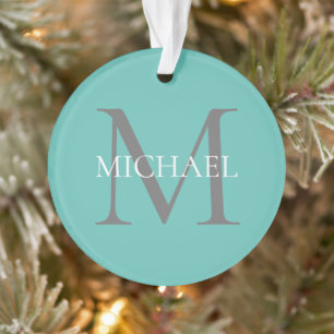 Monogramme personnalisé et nom Turquoise clair