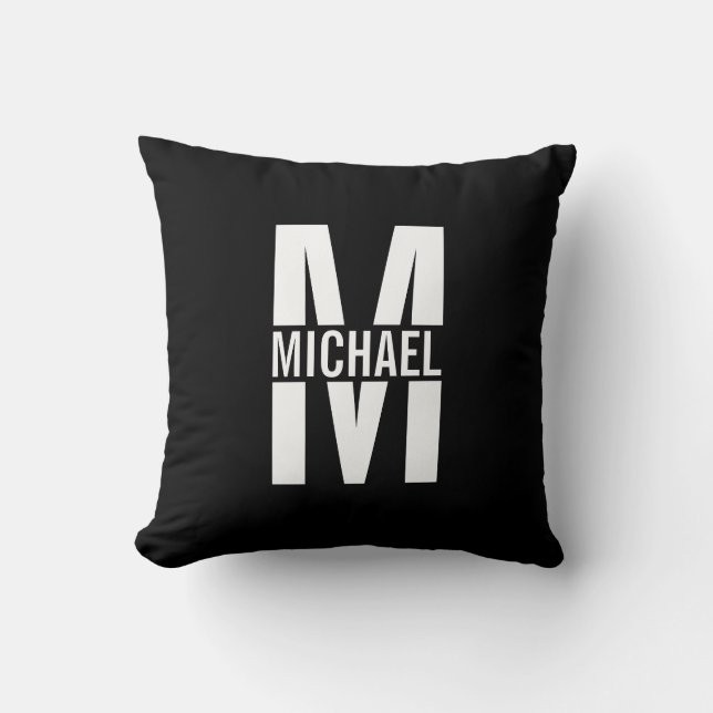 Monogramme personnalisé et oreiller à lancer de no (Recto)