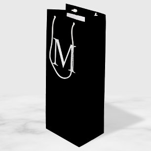 Monogramme personnalisé et sac cadeau de nom de vi