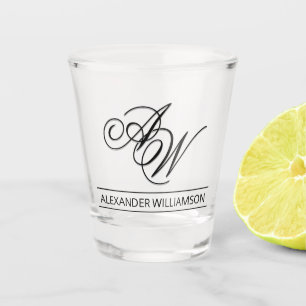 Monogramme personnalisé et verre de tir de nom