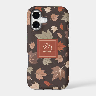Monogramme Personnalisé Feuilles d'Automne Sombres