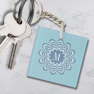 Monogramme personnalisé Fleur bleue Abstraite init
