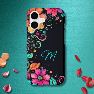 Monogramme personnalisé floral coloré
