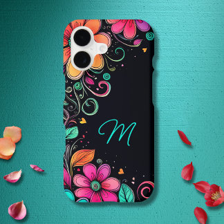Monogramme personnalisé floral coloré
