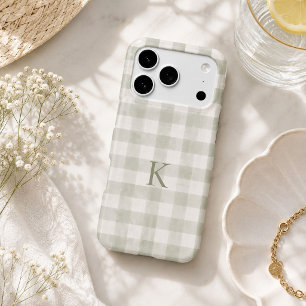 Monogramme personnalisé Gingham Sage doux de famil