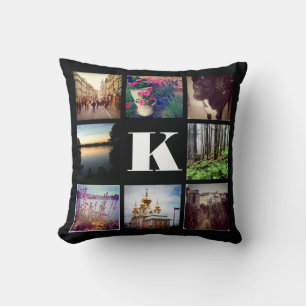 Monogramme personnalisé huit Coussin photo Instagr