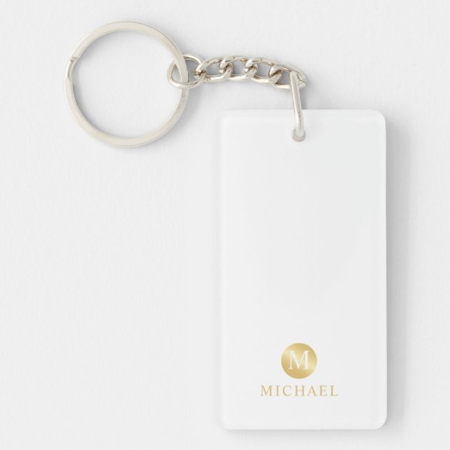 Monogramme Personnalisé Luxe Blanc et Or (Devant)