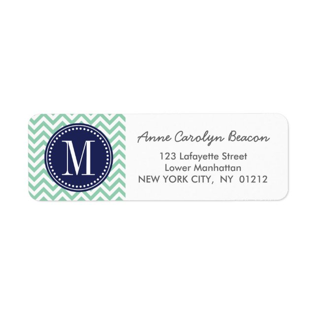 Monogramme personnalisé Mint Chevron Zigzag (Devant)