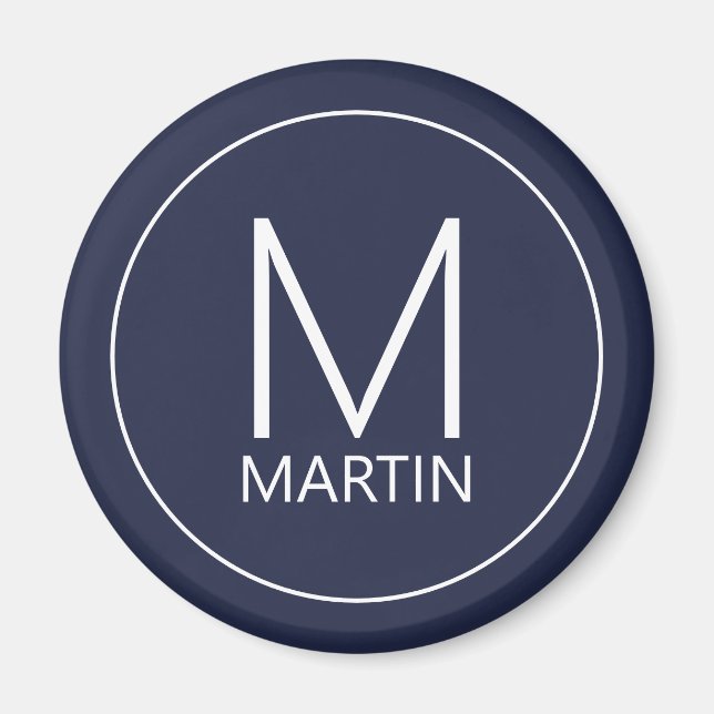 Monogramme personnalisé moderne et aimant de nom (Devant)