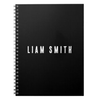 Monogramme personnalisé moderne Nom Carnet noir