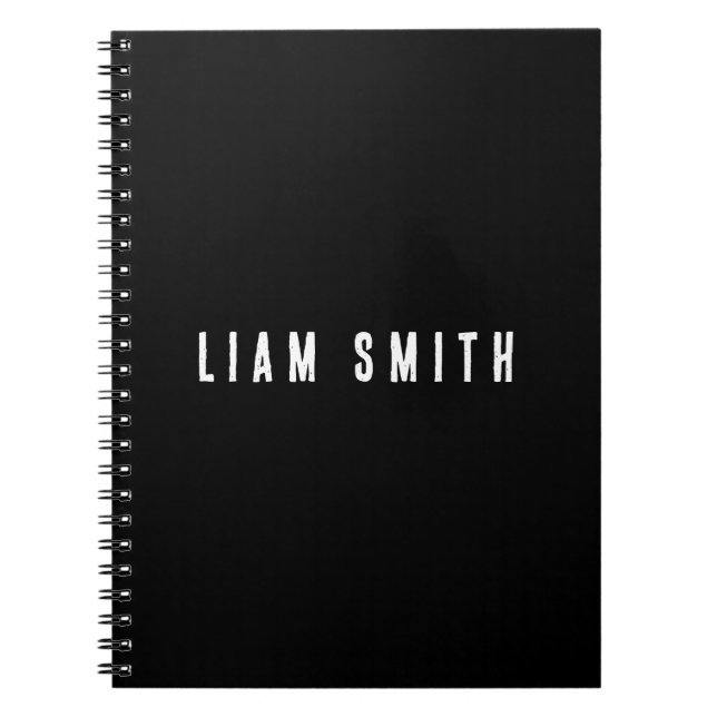 Monogramme personnalisé moderne Nom Carnet noir (Devant)