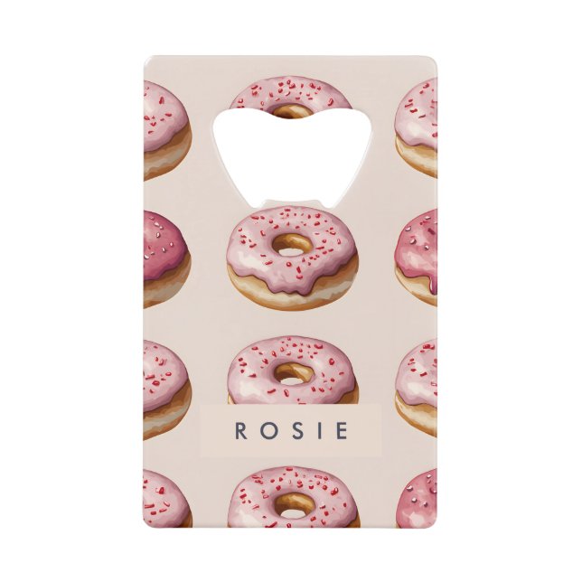 Monogramme Personnalisé Motif de Donut Rose (Devant)