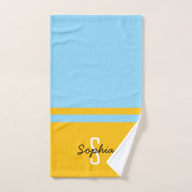 Monogramme personnalisé noir et jaune (Serviette à main)